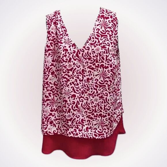 Halogen Red Print Sleeveless Blouse | Sz PL - Picture 1 of 5